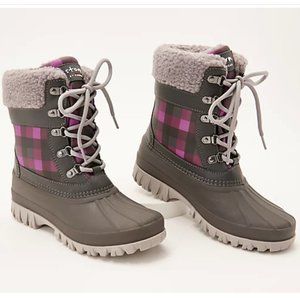 Cougar Waterproof Lace-Up Carlisle Winter Snow Boots Size 6 Charcoal/Orchid
